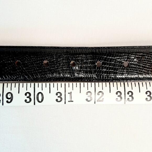 Mens Imported Lizard Grain Calfskin Belt 32 Waist Black Double Loop - Picture 12 of 13